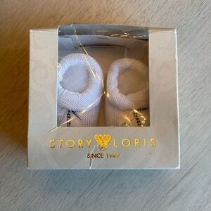 Story Loris Italy Infant Booties Shoes Blue White Sailboat 3‎ Months NIB